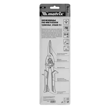 Ножницы по металлу Matrix 78328, удлиненные, 290 мм, прямой рез, CrMo, двухкомпонентные обрезиненные рукоятки, PRO купить в Муравленко