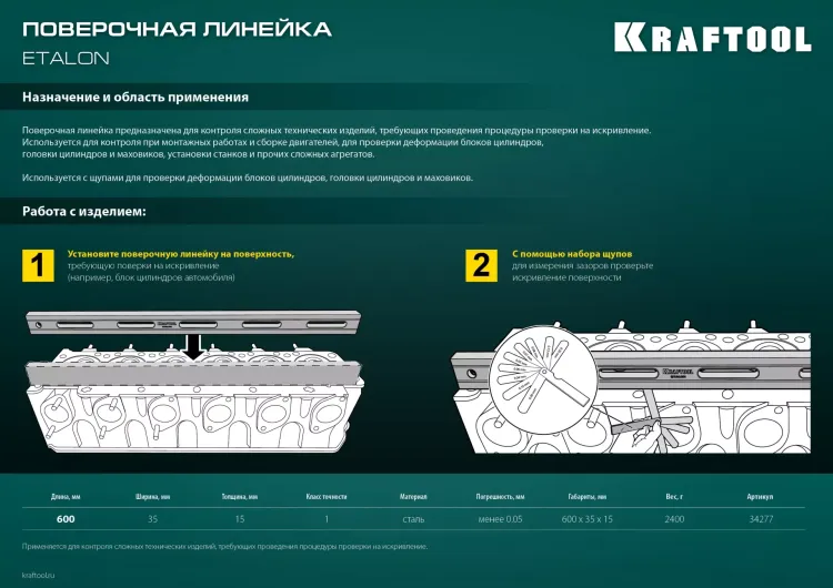 Поверочная линейка KRAFTOOL 34277 купить в Муравленко
