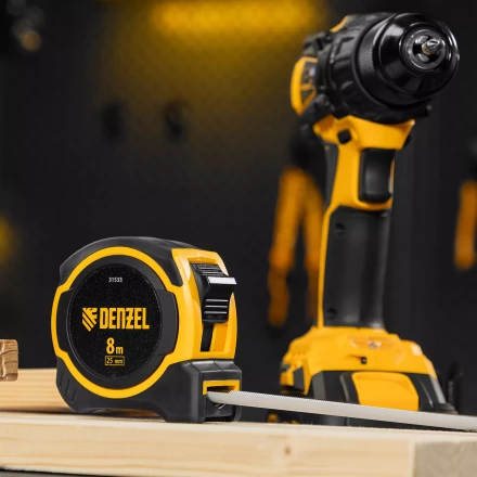 Рулетка Denzel 8м х 25мм, двухкомп. корпус, магнитный обрезиненный зацеп, 31533 купить в Муравленко