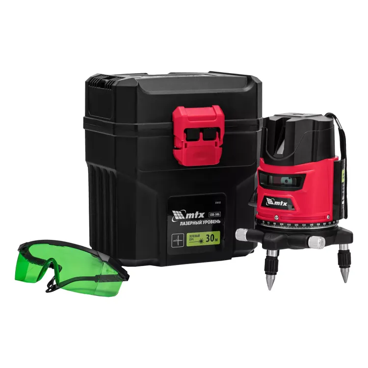 Лазерный уровень MTX CRX-30G, 30 м, зеленый луч, батарейки, резьба 5/8" 35032 купить в Муравленко