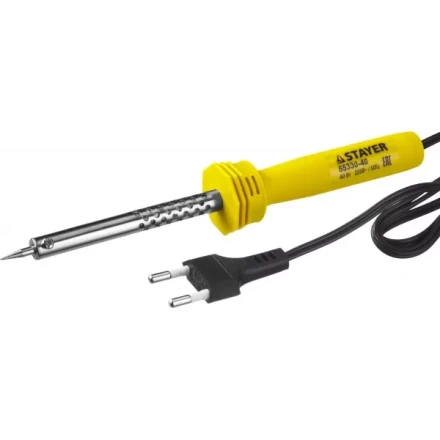 Паяльник STAYER &quot;STANDARD&quot; с пластмассовой рукояткой и долговечным жалом, 40 Вт, конус 55330-40 купить в Муравленко