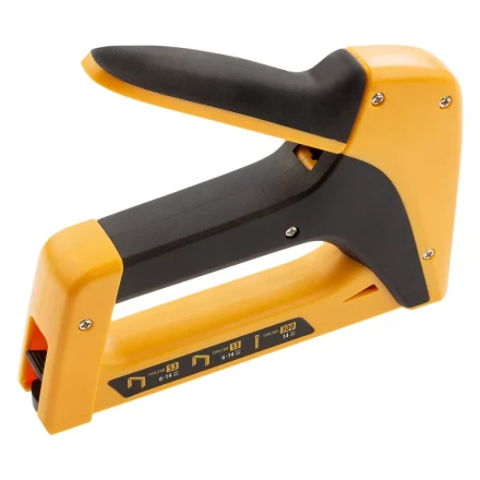 Степлер мебельный, пластиковый корпус, тип скобы: 13, 53, 300, 6-14 мм, Denzel 40210 купить в Муравленко