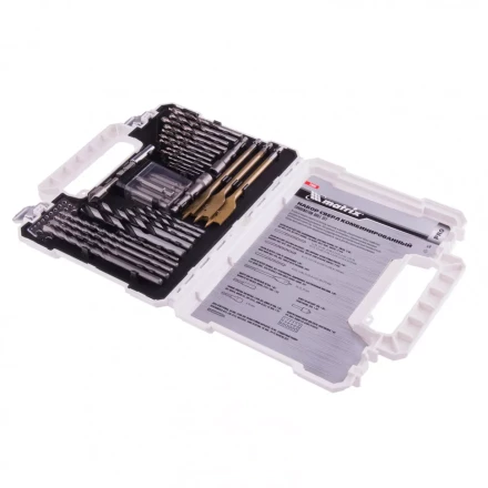 Набор сверл комбинированный по металлу 1-6,5 мм бетону 4-8 мм дереву 4-10 мм перки биты 20 шт адаптер головки 2 шт зенковка 50 предметов Pro Matrix 725650 купить в Муравленко