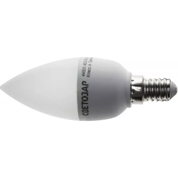 Лампа СВЕТОЗАР светодиод "LED technology", диммируемая, свеча, цоколь E14(миньон), тепл бел свет (2700К), 45 (5Вт), 220В 44501-40-D купить в Муравленко