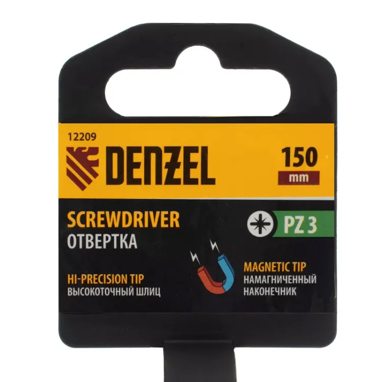 Отвертка PZ3x150 мм, CrV, трехкомпонентная рукоятка Denzel 12209 купить в Муравленко