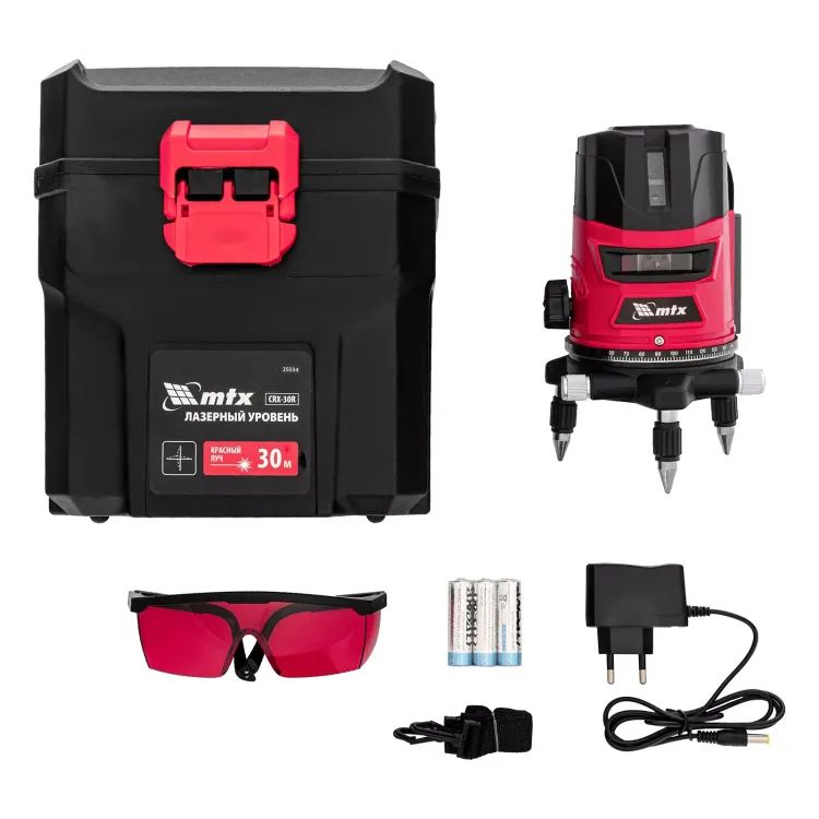 Лазерный уровень MTX CRL-30R, 30 м, красный луч, батарейки, резьба 5/8" 35034 купить в Муравленко