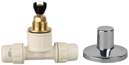 Кран ЗУБР &quot;ШиреФит&quot; запорный в сборе &quot;штуцер с гайкой - кран запорный - штуцер с гайкой&quot;, 16мм 51570-16 купить в Муравленко