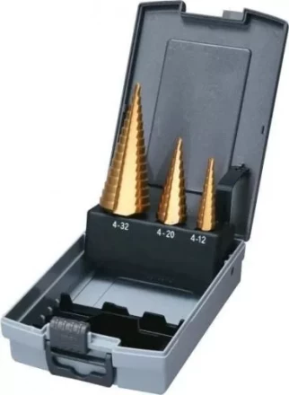 Набор ступенчатых сверл HSS-TiN c прямым желобком 3 шт., 1/4&quot; (4-12, 4-20, 4-32), Makita D-46573 купить в Муравленко