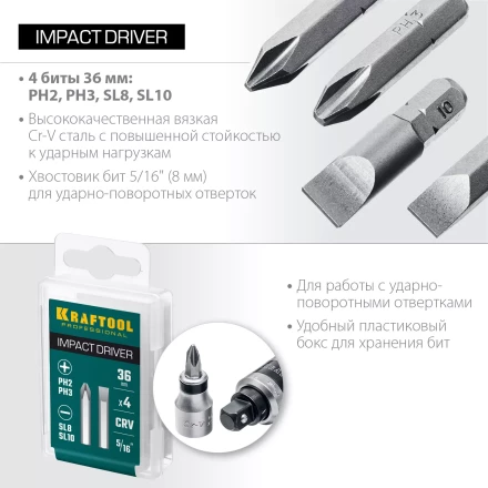 Биты для ударно-поворотных отверток KRAFTOOL 25551 купить в Муравленко