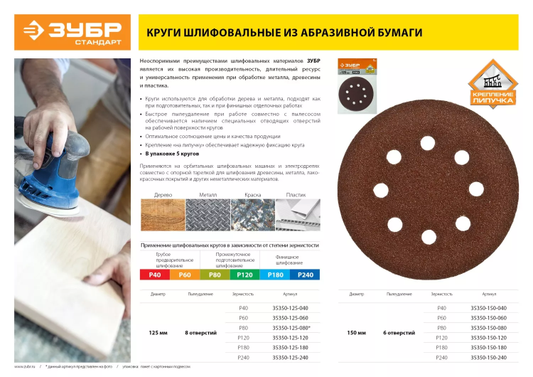 Круги шлифовальные из абразивной бумаги серия СТАНДАРТ купить в Муравленко