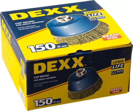 DEXX. Щетка чашечная для УШМ, витая стальная латунированная проволока 0,3мм, 150ммхМ14 35103-150 купить в Муравленко