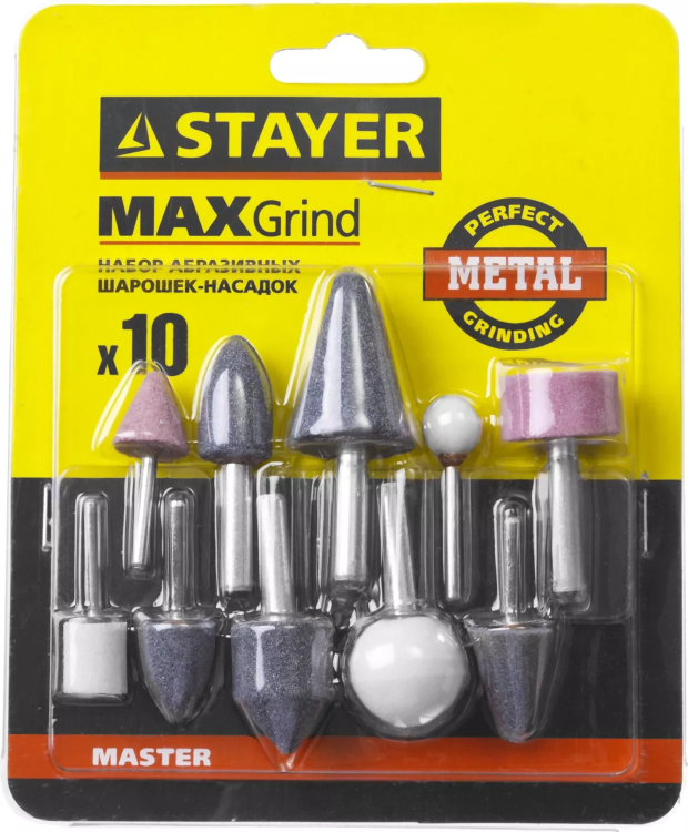 Набор STAYER "MASTER": Абразивные минишарошки-насадки для гравера и дрели, хвостовик d 3,2 / 6,0мм, 10 предм. 2989-H10 купить в Муравленко