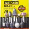 Набор STAYER "MASTER": Абразивные минишарошки-насадки для гравера и дрели, хвостовик d 3,2 / 6,0мм, 10 предм. 2989-H10 купить в Муравленко