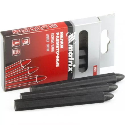 Мелки разметочные восковые черные 120мм коробка 6штук MATRIX 84817 купить в Муравленко