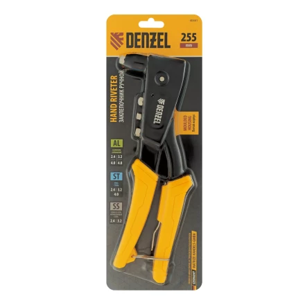 Заклепочник ручной, 255 мм Denzel, литой, усиленный, заклепки 2,4-3,2-4,0-4,8 мм 40441 купить в Муравленко