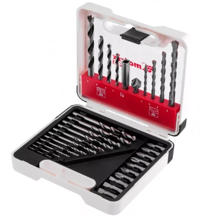 Набор сверл комбинированный сверла по металлу 1-6 мм бетону 4-8 мм дереву 4-8 мм биты 10 шт адаптер зенковка 31 предмет Pro Matrix 725631 купить в Муравленко