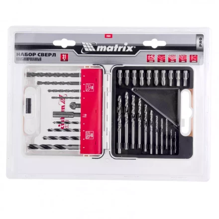 Набор сверл комбинированный сверла по металлу 1-6 мм бетону 4-8 мм дереву 4-8 мм биты 10 шт адаптер зенковка 31 предмет Pro Matrix 725631 купить в Муравленко