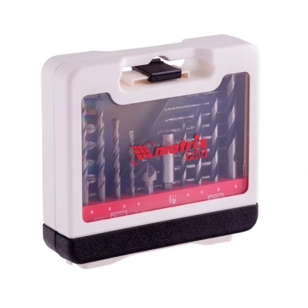 Набор сверл комбинированный сверла по металлу 1-6 мм бетону 4-8 мм дереву 4-8 мм биты 10 шт адаптер зенковка 31 предмет Pro Matrix 725631 купить в Муравленко