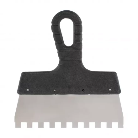 Шпатель из нержавеющей стали 150 мм зуб 8 х 8 мм пластмассовая ручка 85121 купить в Муравленко