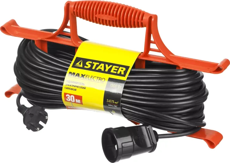 Удлинитель электрический "MAXElectro" на рамке, 30 м, 1 гнездо, STAYER 55018-30 купить в Муравленко