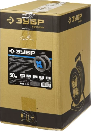 Удлинитель ЗУБР &quot;ПРОФИ&quot; на металл катушке, КГ 3х1,5кв мм, морозостойкий, 4 гнезда, IP44, макс мощность 3500Вт, 50м 55085-50 купить в Муравленко