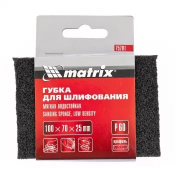 Губка для шлифования 100 х 70 х 25 мм мягкая P100 MATRIX 75703 купить в Муравленко