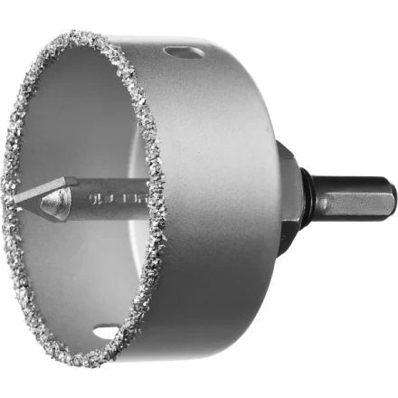 Коронка-чашка ЗУБР &quot;ПРОФЕССИОНАЛ&quot; c карбид-вольфрамовым нанесением, 64 мм, высота 25 мм, в сборе с державкой и сверлом 33360-064_z01 купить в Муравленко
