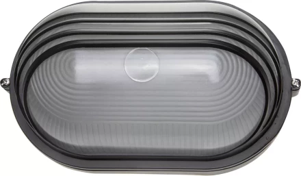 Светильник уличный СВЕТОЗАР влагозащищенный с верхним декоративным кожухом, овал, цвет черный, 100Вт SV-57223-B купить в Муравленко