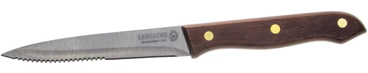 Нож LEGIONER "GERMANICA" для стейка, с деревянной ручкой, лезвие нерж 110мм 47834_z01 купить в Муравленко