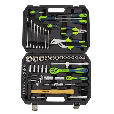 Набор инструментов 76 предметов CrV, 1/2&quot;, 1/4&quot; Сибртех 13528 купить в Муравленко