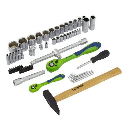 Набор инструментов 76 предметов CrV, 1/2&quot;, 1/4&quot; Сибртех 13528 купить в Муравленко