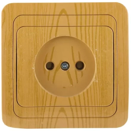 Розетка СВЕТОЗАР &quot;ГАММА&quot; без заземления, одинарная, цвет ольха, 16А/~250В SV-54100-A купить в Муравленко