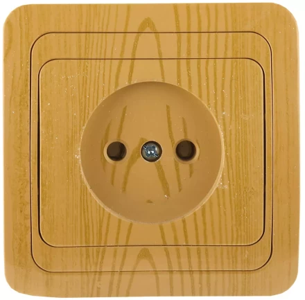Розетка СВЕТОЗАР &quot;ГАММА&quot; без заземления, одинарная, цвет ольха, 16А/~250В SV-54100-A купить в Муравленко