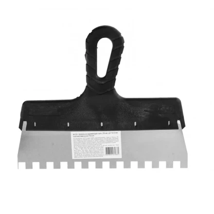 Шпатель из нержавеющей стали 250 мм зуб 10 х 10 мм пластмассовая ручка 85129 купить в Муравленко