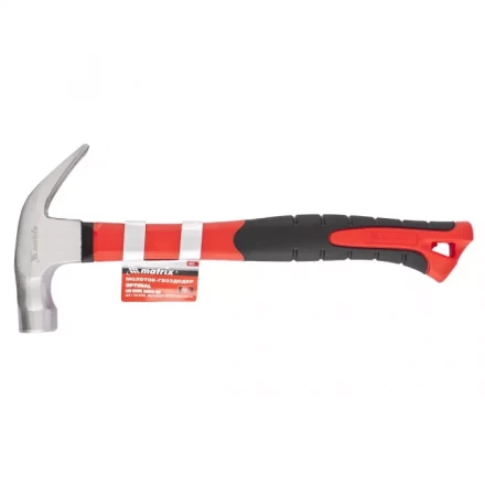 Молоток-гвоздодер &#039;&#039;optimal&#039;&#039; 450 г боек c магнитом фибергласовая обрезиненная рукоятка MATRIX 10454 купить в Муравленко