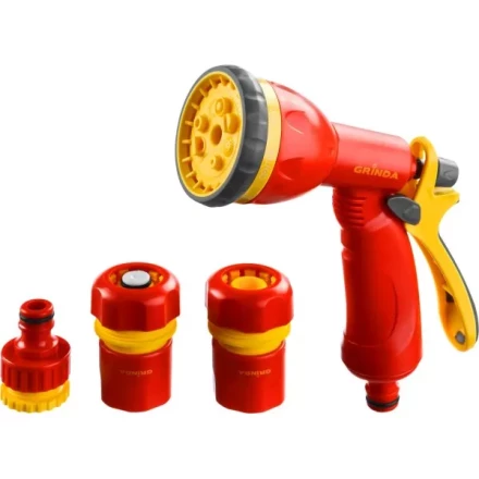 Набор GRINDA поливочный: Распылитель пистолетный 8 позиционный, соединитель 1/2&quot;, соединитель 1/2&quot; с автостопом, адаптер внешний 1/2&quot;-3/4&quot; 8-427383_z02 купить в Муравленко