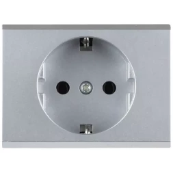 Розетка СВЕТОЗАР "ЭФФЕКТ" с заземлением, одинарная, без вставки и рамки, светло-серый металлик, 16А/~250В SV-54400-SM