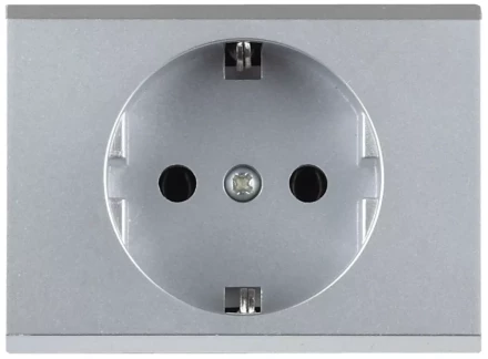 Розетка СВЕТОЗАР &quot;ЭФФЕКТ&quot; с заземлением, одинарная, без вставки и рамки, светло-серый металлик, 16А/~250В SV-54400-SM купить в Муравленко