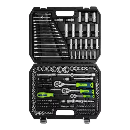 Набор инструментов Сибртех 14170, 1/2&quot;, 3/8&quot;, 1/4&quot;, пластиковый кейс 215 предм. купить в Муравленко