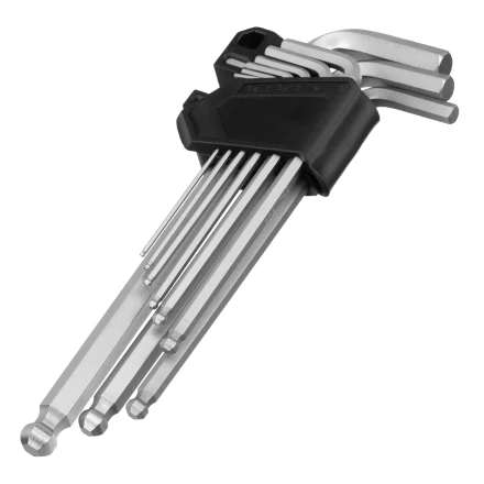 Набор ключей имбусовых, HEX, 1,5-10 мм, CrV, 9 шт., удлиненные, с шаром Сибртех 123647 купить в Муравленко