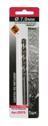 Сверло для металла Р6М5 Ф7,0 мм блистер Энкор 25370 купить в Муравленко