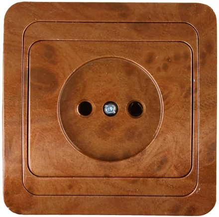 Розетка СВЕТОЗАР &quot;ГАММА&quot; без заземления, одинарная, цвет орех, 16А/~250В SV-54100-N купить в Муравленко