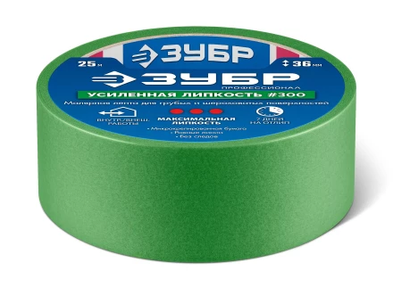 ЗУБР №300 36 мм х 25 м, для грубых и шероховатых поверхностей, малярная лента, Профессионал (12143-36) купить в Муравленко