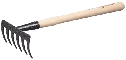 Грабельки ЗУБР садовые с деревянной ручкой, 6 прямых зубцов 4-39611 купить в Муравленко
