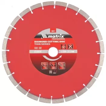 Диск алмазный отрезной сегментный ф230х22,2мм тонкий сухое резание MATRIX Professional 730677 купить в Муравленко