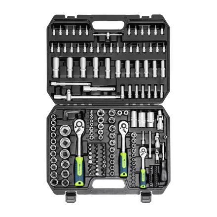 Набор инструментов Сибртех 14171, 1/2&quot;, 3/8&quot;, 1/4&quot;, пластиковый кейс 172 предм. купить в Муравленко