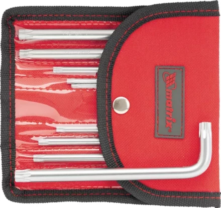 Набор ключей шестигранных имбусовых TORX-TORX Tamper. 9 шт T10-T50  CrV короткие сатиновые чехол MATRIX 12312 купить в Муравленко