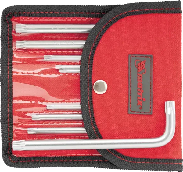 Набор ключей шестигранных имбусовых TORX-TORX Tamper. 9 шт T10-T50  CrV короткие сатиновые чехол MATRIX 12312 купить в Муравленко