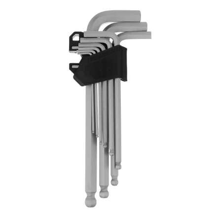 Набор ключей имбусовых Сибртех, HEX, 2-12 мм, CrV, 9 шт., удлиненные, с шаром, 123657 купить в Муравленко