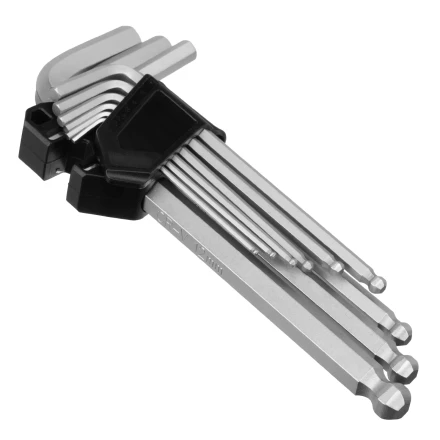 Набор ключей имбусовых Сибртех, HEX, 2-12 мм, CrV, 9 шт., удлиненные, с шаром, 123657 купить в Муравленко